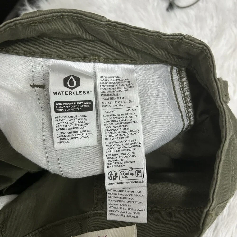 Levis Pants Sz 25 Green '94 Baggy Utility Cargo Drawstring Leg Streetwear Skater - Picture 9 of 14